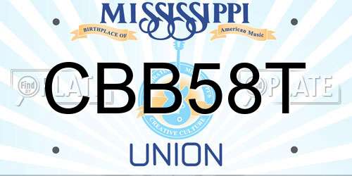 CBB58T Mississippi License Plate