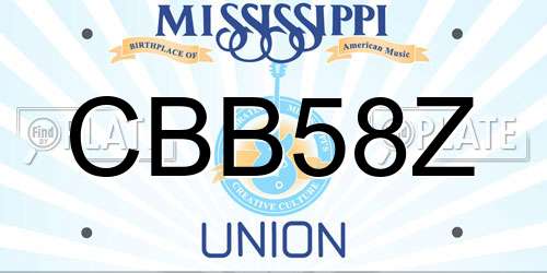 CBB58Z Mississippi License Plate