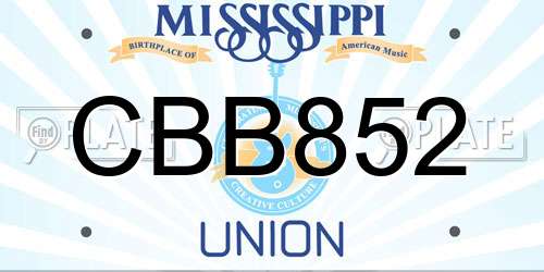CBB852 Mississippi License Plate