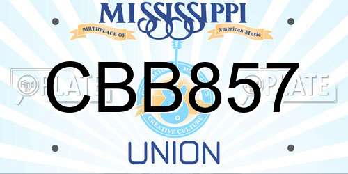 CBB857 Mississippi License Plate