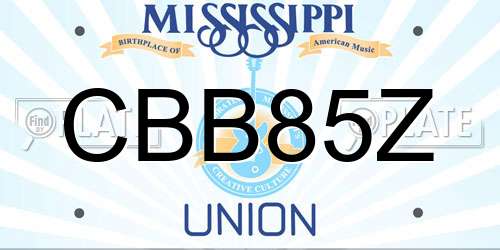 CBB85Z Mississippi License Plate