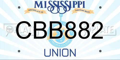 CBB882 Mississippi License Plate