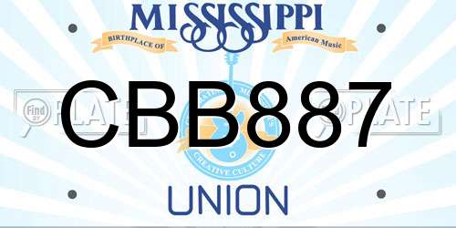 CBB887 Mississippi License Plate