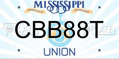 CBB88T Mississippi License Plate