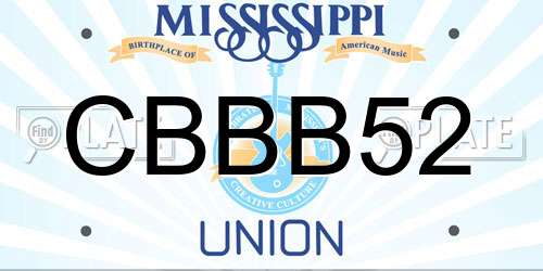 CBBB52 Mississippi License Plate