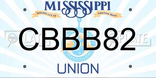 CBBB82 Mississippi License Plate
