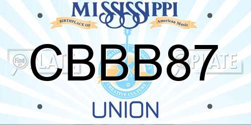 CBBB87 Mississippi License Plate