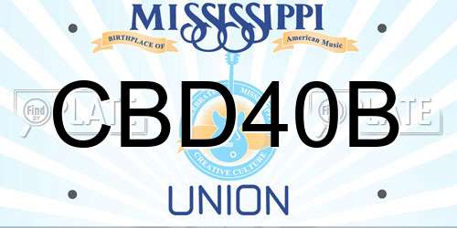 CBD40B Mississippi License Plate
