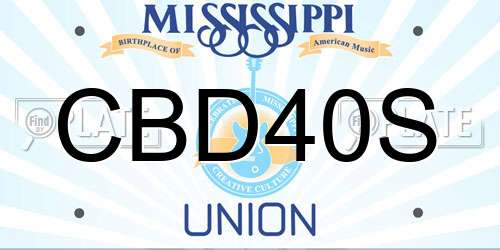 CBD40S Mississippi License Plate