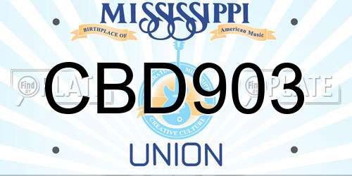 CBD903 Mississippi License Plate