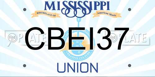 CBEI37 Mississippi License Plate