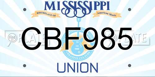 CBF985 Mississippi License Plate