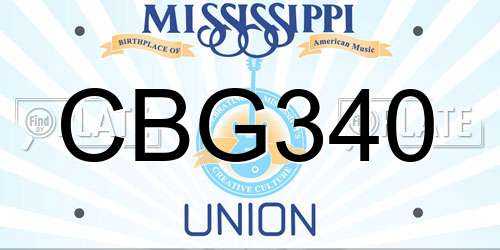 CBG340 Mississippi License Plate