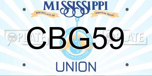 CBG59 Mississippi License Plate