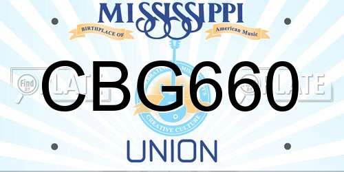 CBG660 Mississippi License Plate