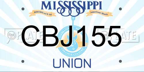 CBJ155 Mississippi License Plate