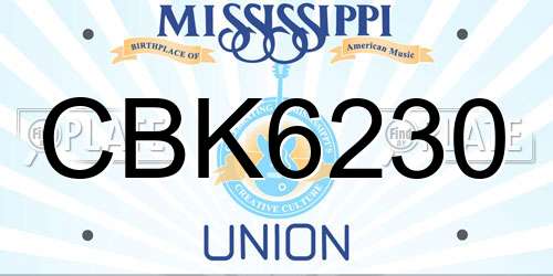 CBK6230 Mississippi License Plate