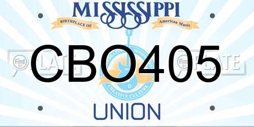 CBO405 Mississippi License Plate
