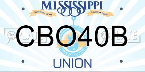 CBO40B Mississippi License Plate