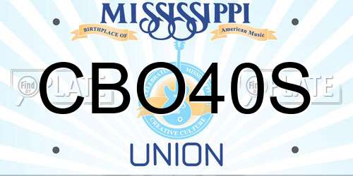 CBO40S Mississippi License Plate