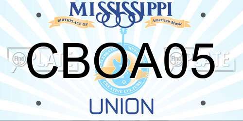 CBOA05 Mississippi License Plate
