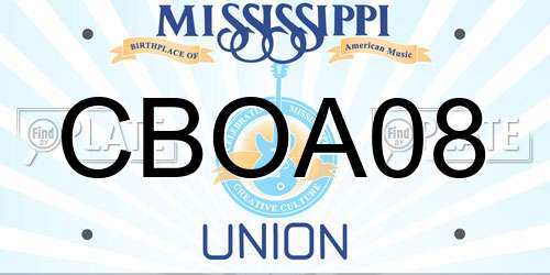 CBOA08 Mississippi License Plate