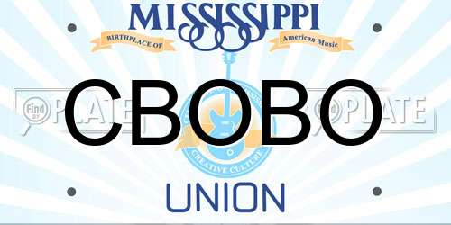 CBOBO Mississippi License Plate