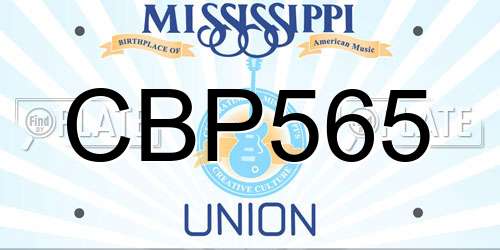 CBP565 Mississippi License Plate