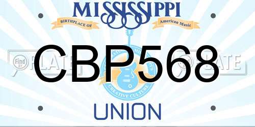 CBP568 Mississippi License Plate