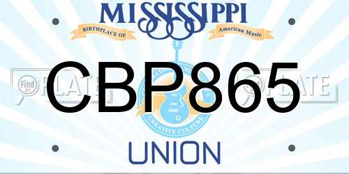 CBP865 Mississippi License Plate