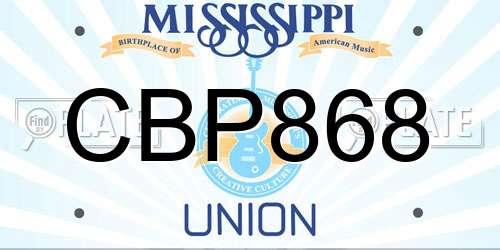 CBP868 Mississippi License Plate