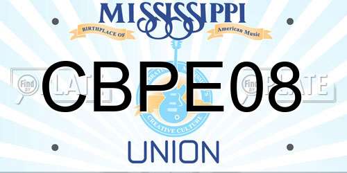 CBPE08 Mississippi License Plate