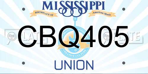 CBQ405 Mississippi License Plate