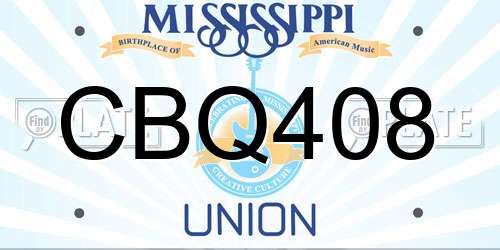 CBQ408 Mississippi License Plate