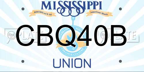 CBQ40B Mississippi License Plate