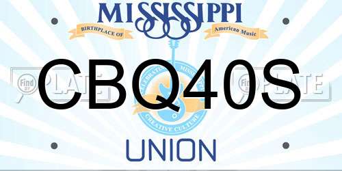 CBQ40S Mississippi License Plate