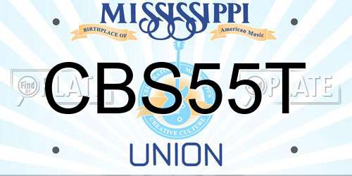 CBS55T Mississippi License Plate