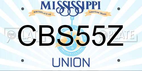 CBS55Z Mississippi License Plate