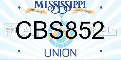 CBS852 Mississippi License Plate