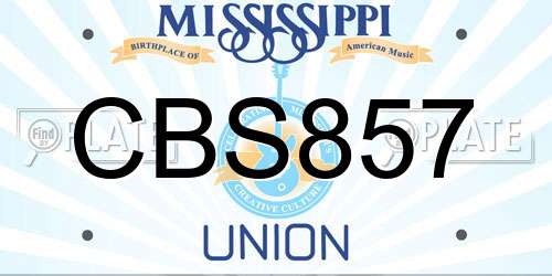 CBS857 Mississippi License Plate