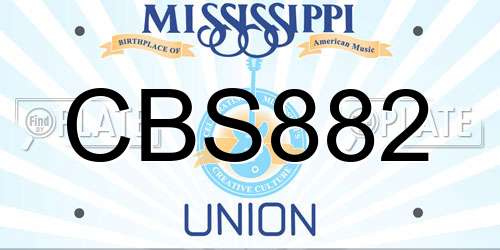 CBS882 Mississippi License Plate