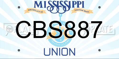 CBS887 Mississippi License Plate