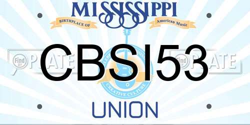 CBSI53 Mississippi License Plate