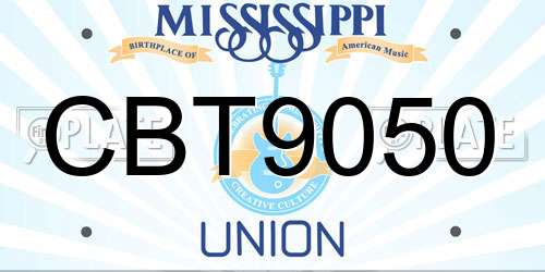 CBT9050 Mississippi License Plate