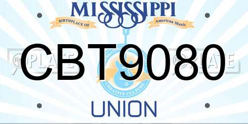 CBT9080 Mississippi License Plate