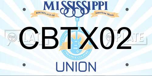 CBTX02 Mississippi License Plate
