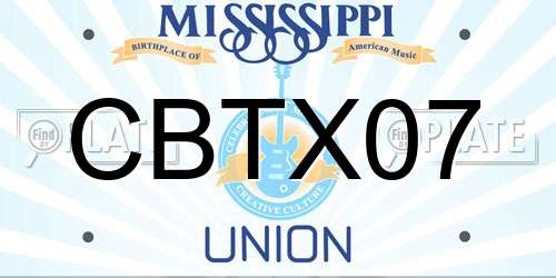 CBTX07 Mississippi License Plate