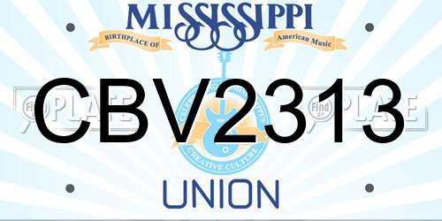 CBV2313 Mississippi License Plate