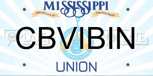 CBVIBIN Mississippi License Plate