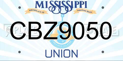 CBZ9050 Mississippi License Plate